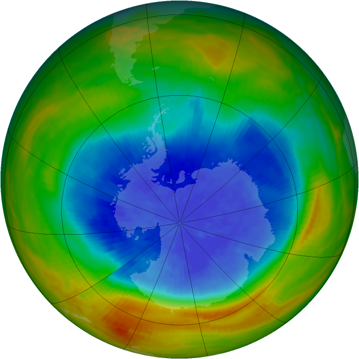 Antarctic ozone map for 25 September 1984